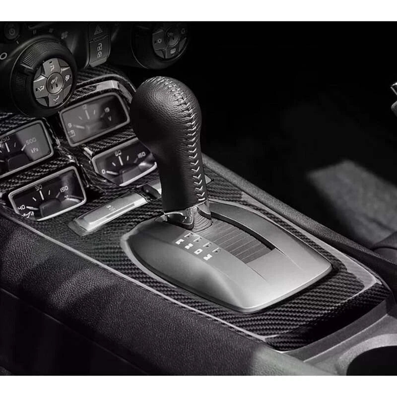 Carbon Fiber Manual Gear Shift Console Panel Trim for Chevrolet Camaro 2010-15