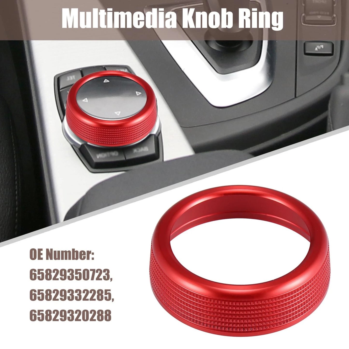Red Multimedia Knob Cover Ring for BMW 1 2 3 4 5 6 7 Series X3 X4 X5 X6