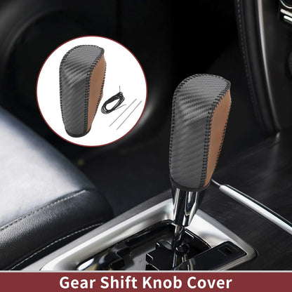 Gear Shift Knob Cover for Ford Fiesta (2009-2012) Black Brown Faux Leather