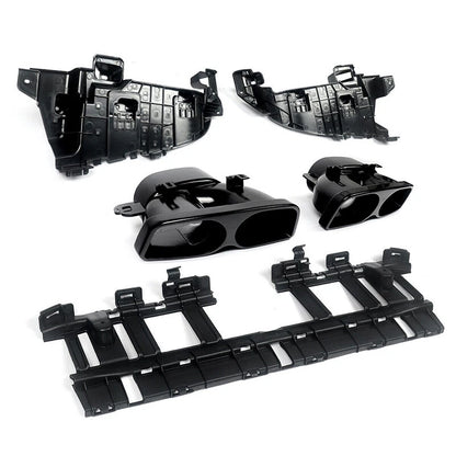 B Style LED Bumper Diffuser + Carbon Exhaust Tips for Benz W205 C63 C43 (2015-2021)