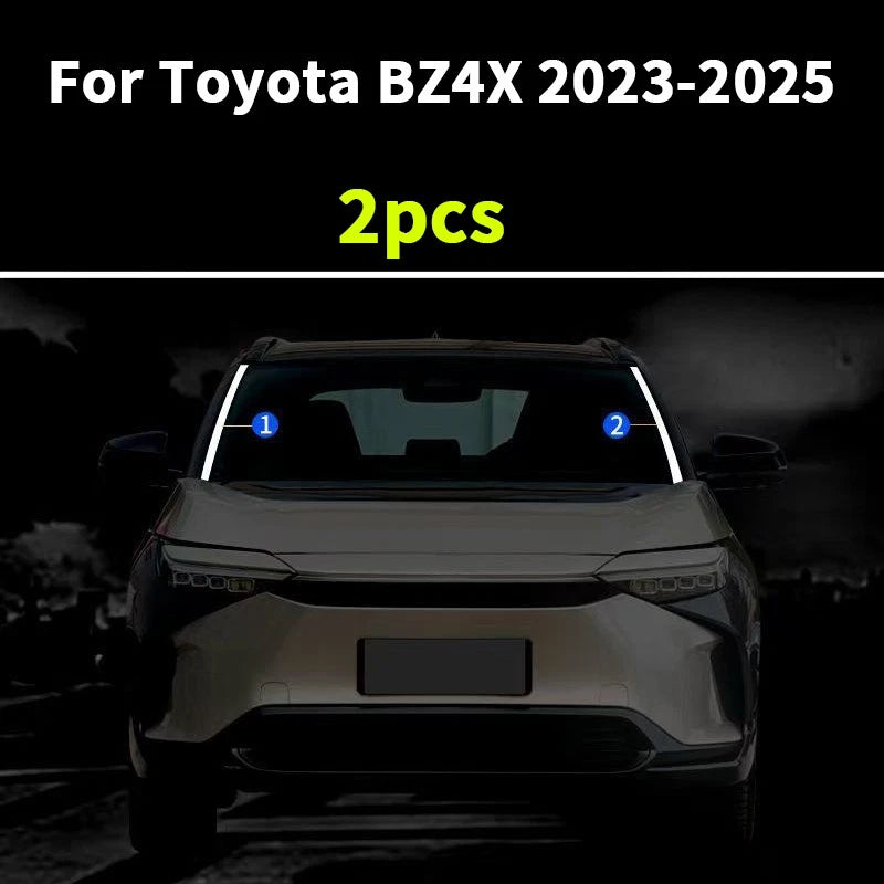 2 x Chrome steel Windshield Molding Cover Trim for Toyota BZ4X (2023–2025)