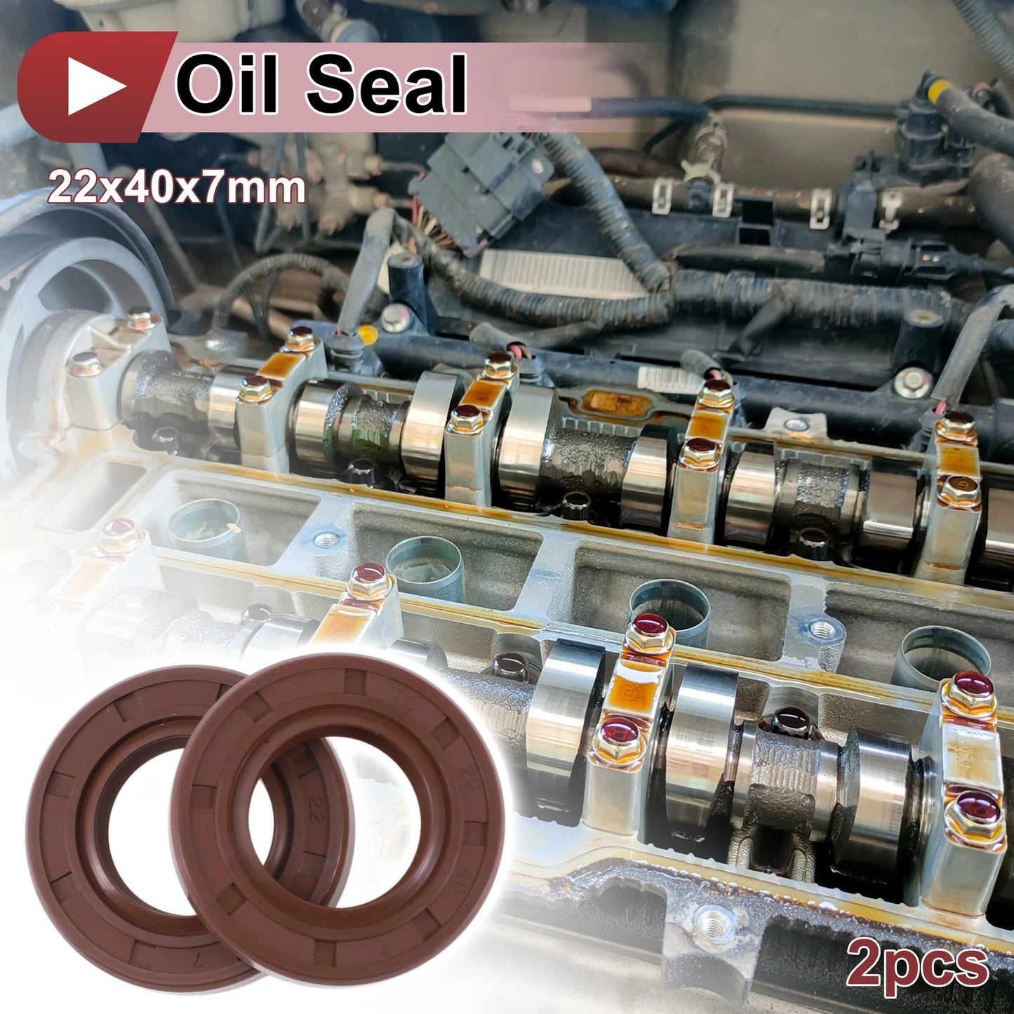 Oil Seal Seal Ring Rotary Shaft Seal FKM Rubber 22x40x7mm Brown 2 x