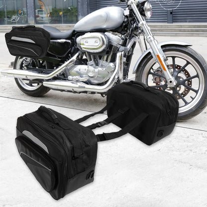 Pair Motorcycle Saddlebag Luggage Bag Adjustable Buckles Faux Leather Black
