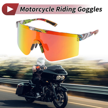 1 Pc Motorcycle Riding Goggles Red Lens Colorful Frame Tri-acetel Cellulose PC