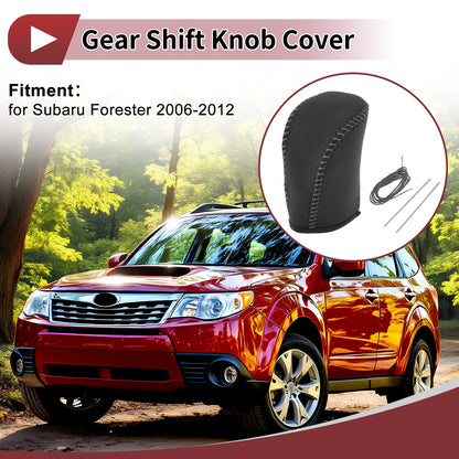 Car Gear Shift Knob Cover 1 Pc for Subaru Forester (2006-2012) Gray Faux Leather