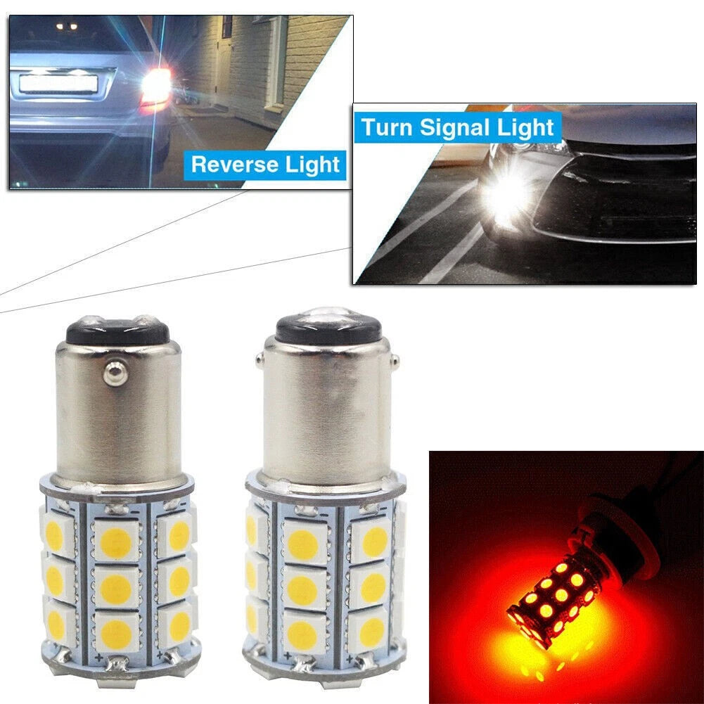 2 x 27SMD BA15D Red LED Light Bulbs for Marine Boat (1004, 1076, 1142)