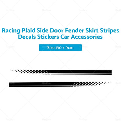 Racing Plaid Side Door Fender Skirt Stripes Decals for Car Accessories