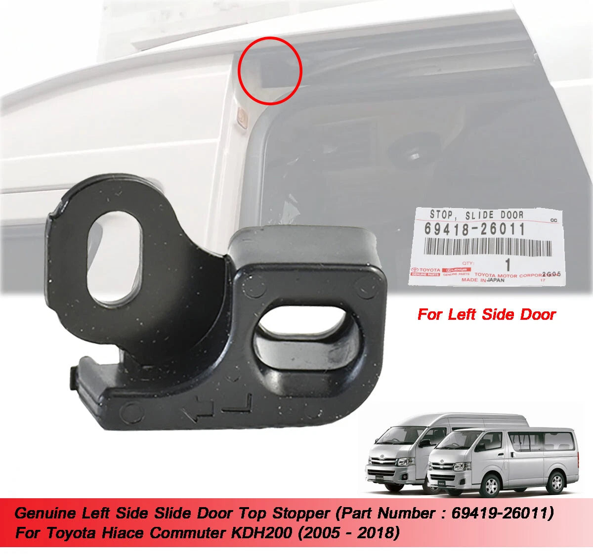 Door Stopper for Toyota Hiace Commuter KDH200 (2005-2018)