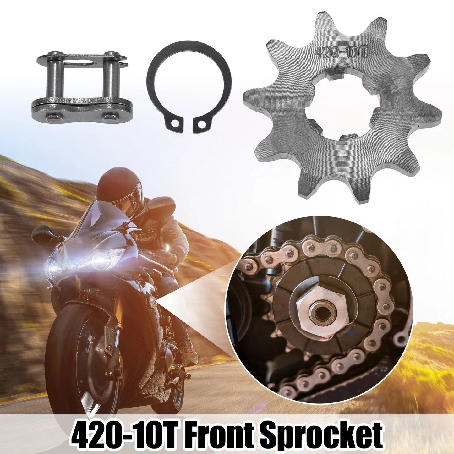 1 x Set 420 10T 17mm Motorcycle Front Engine Sprocket for Dirt Bike Mini Bike