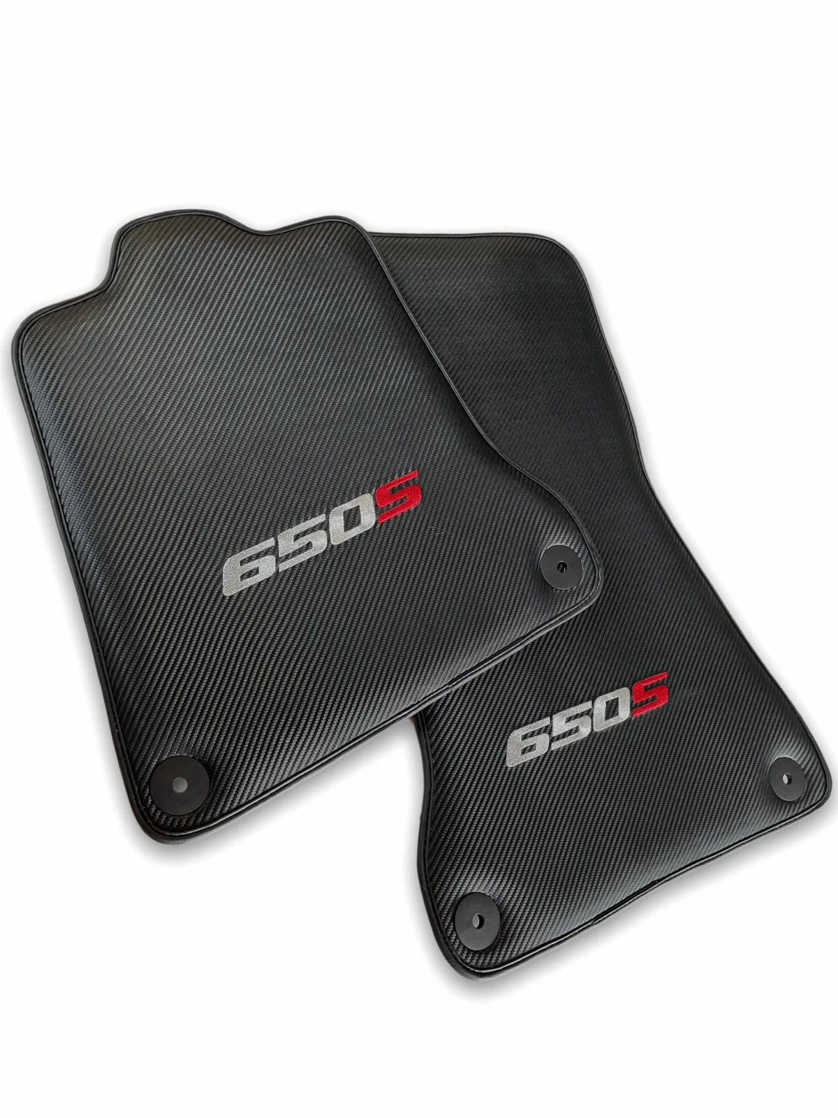 Floor Mats Set for McLaren 650S Black Carbon Fiber Leather (2014-2019)