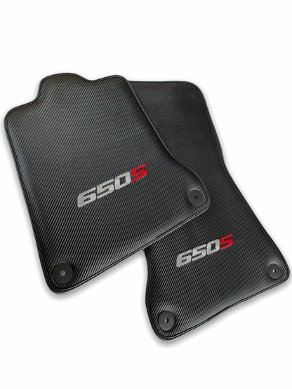 Floor Mats Set for McLaren 650S Black Carbon Fiber Leather (2014-2019)