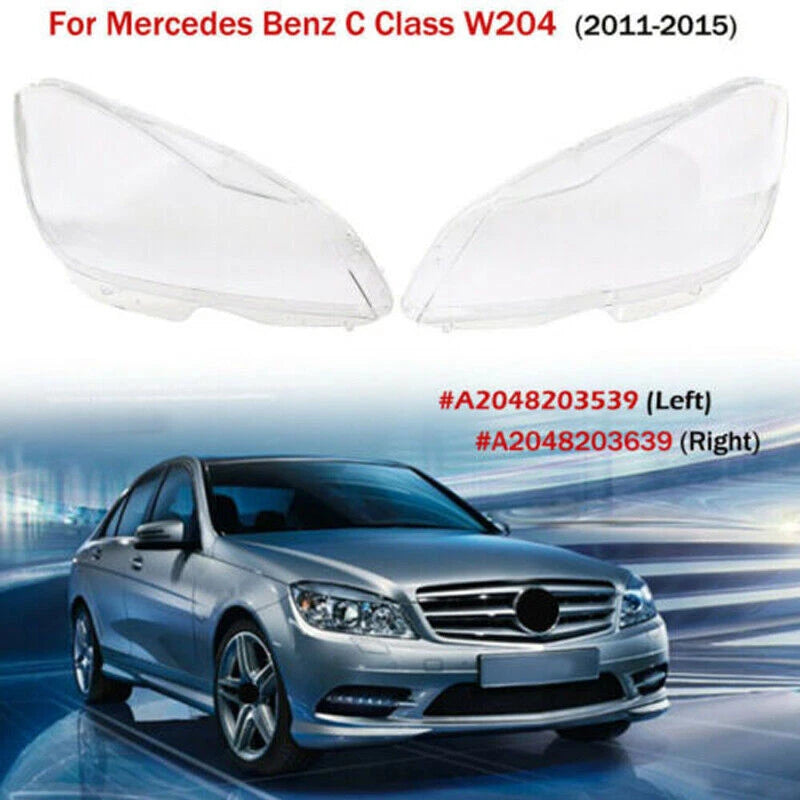 Clear Lens Covers for Mercedes Benz W204 C Class (2011-2015) - 1 Pair