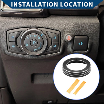 Headlight Switch Knob Cover Ring for Ford Mustang (2015-2020) Black 1 x