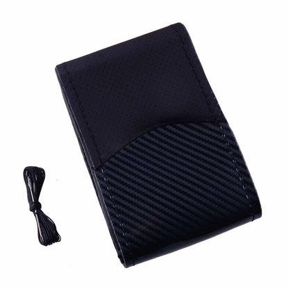 Carbon Fiber Style Leather DIY Steering Wheel Cover for Car 79-23