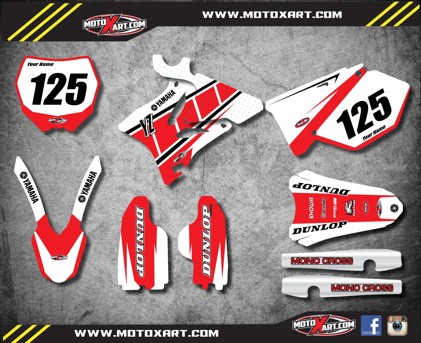 Custom Graphic Kit for Yamaha YZ 250 (2006-2007) - Retro Style Stickers/Decals
