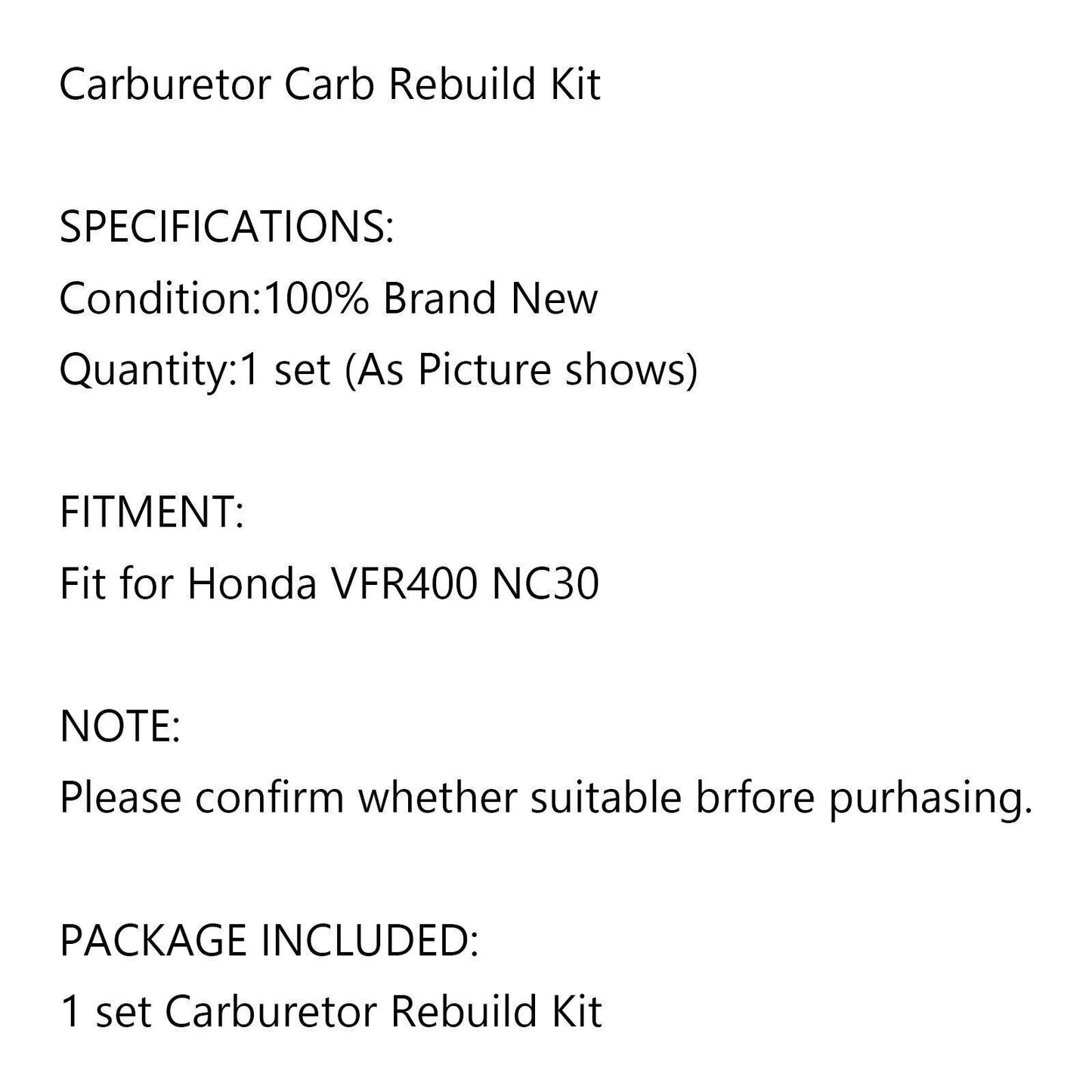Carburetor Repair Kit for Honda VFR400 VFR400R (1986-1994)