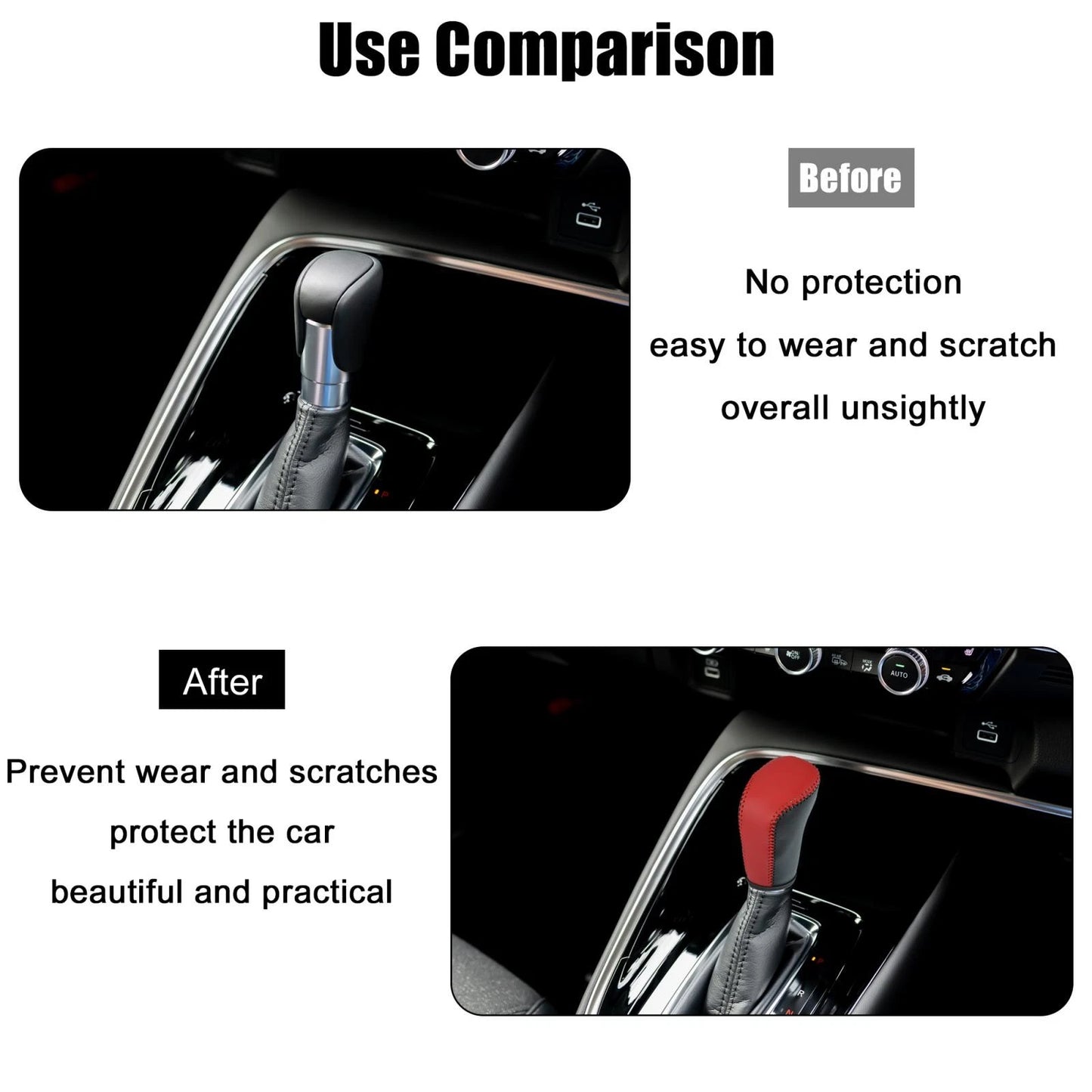 Car Gear Shift Knob Cover for Honda Accord (2018-2022) Black Red