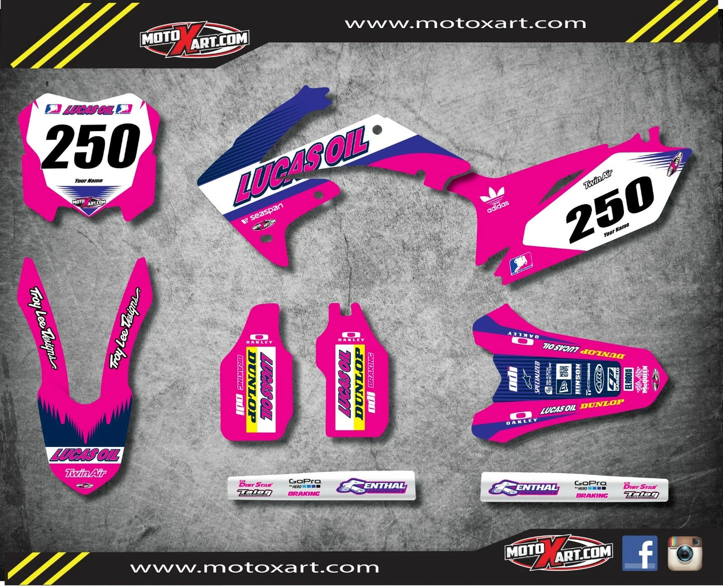 Custom Graphic Kit for Honda CRF 250 (2010-2013) - ACTIVE PINK Style