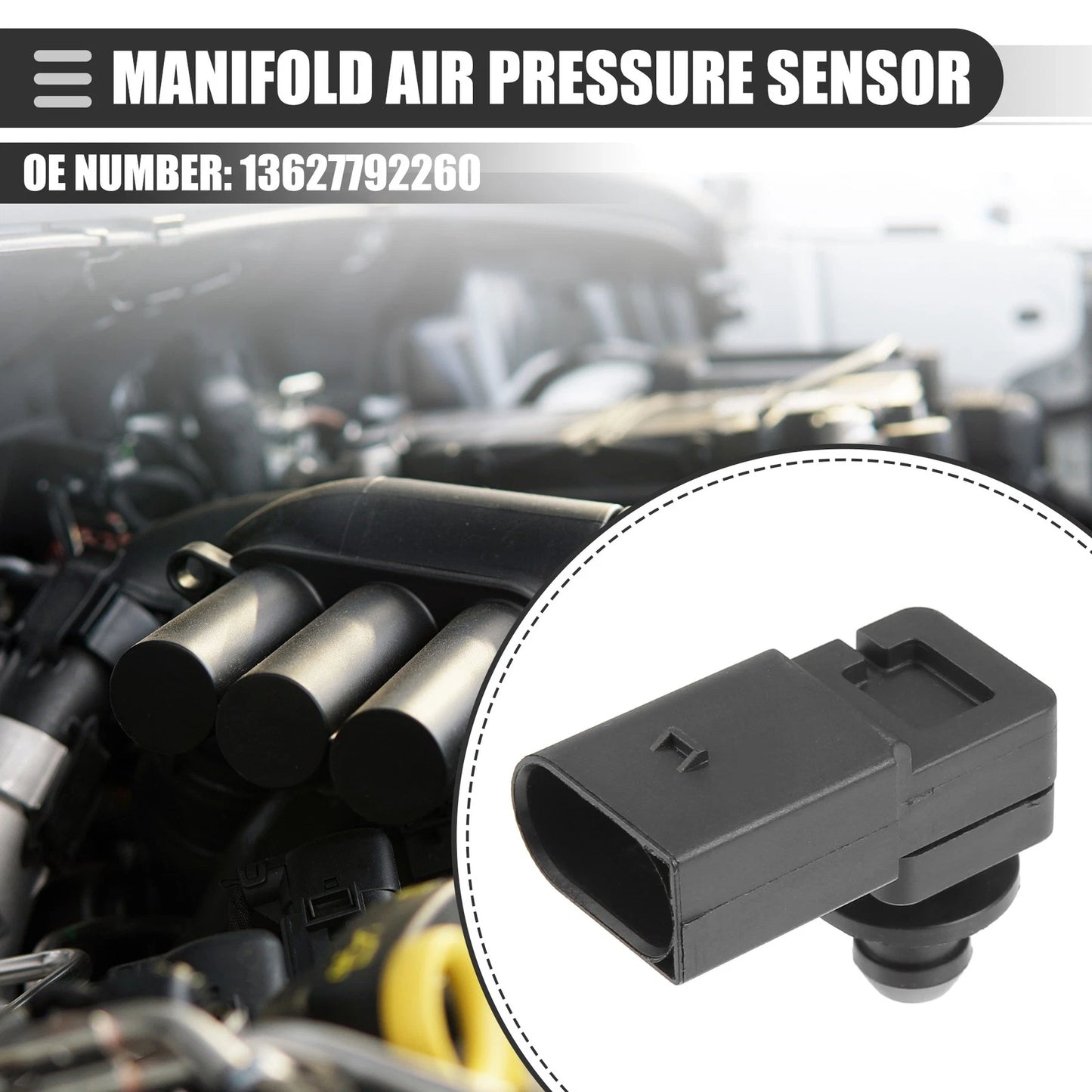 Manifold Air Pressure Sensor Replacement for BMW X5 Black