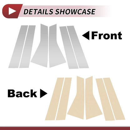 6 Pcs Door Pillar Window Trim for Ford Edge (2015-2020) Silver Tone
