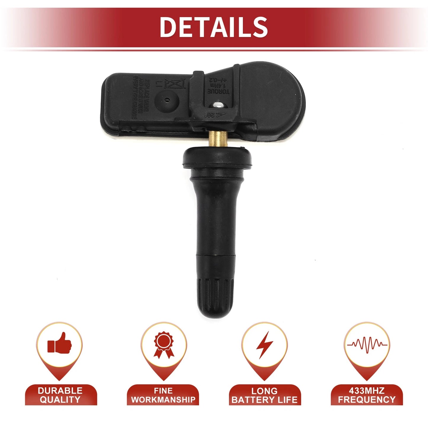 Tire Pressure Sensor 433MHz for Kia Stinger 2.0L (2017-2018) 1 Pcs