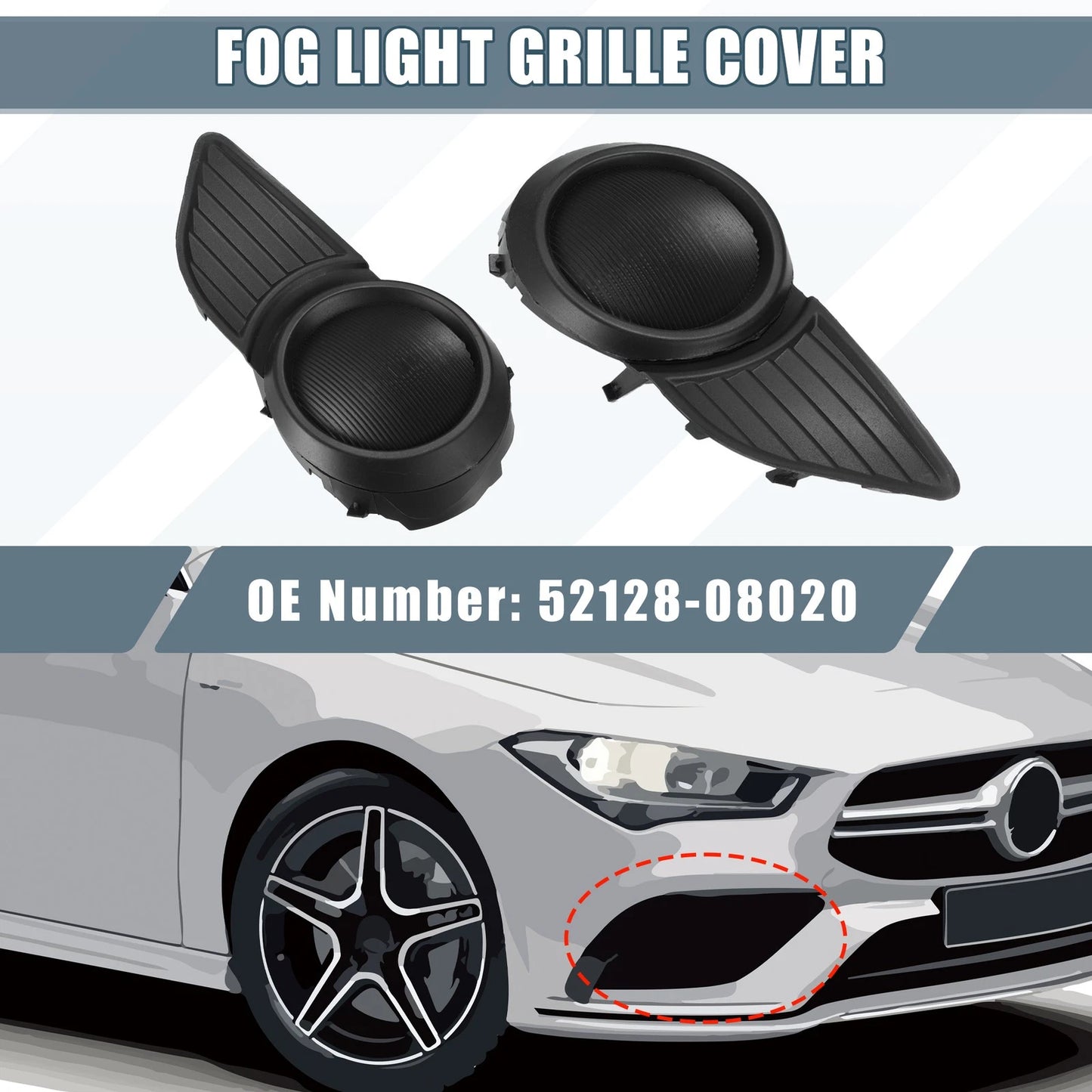 Left Right Fog Light Grille Covers for Toyota Sienna (2011-2020)