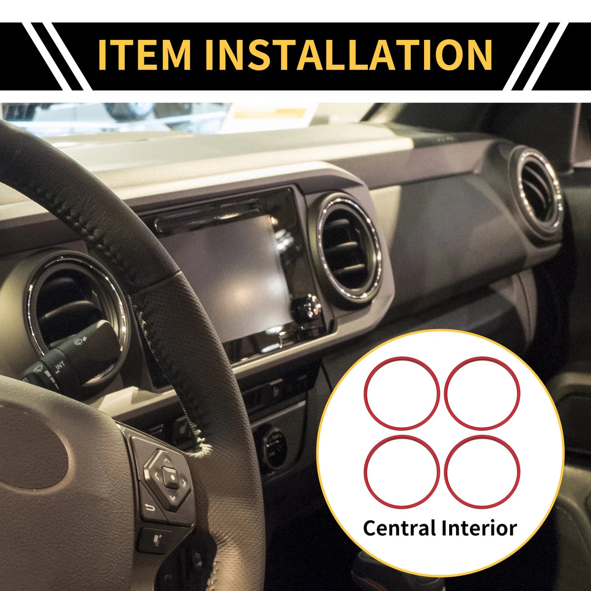 AC Vent Dashboard Decoration Rings Red for Toyota Tacoma (2016–2023)