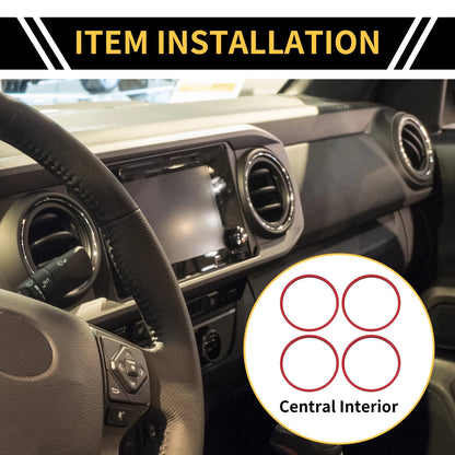 AC Vent Dashboard Decoration Rings Red for Toyota Tacoma (2016–2023)
