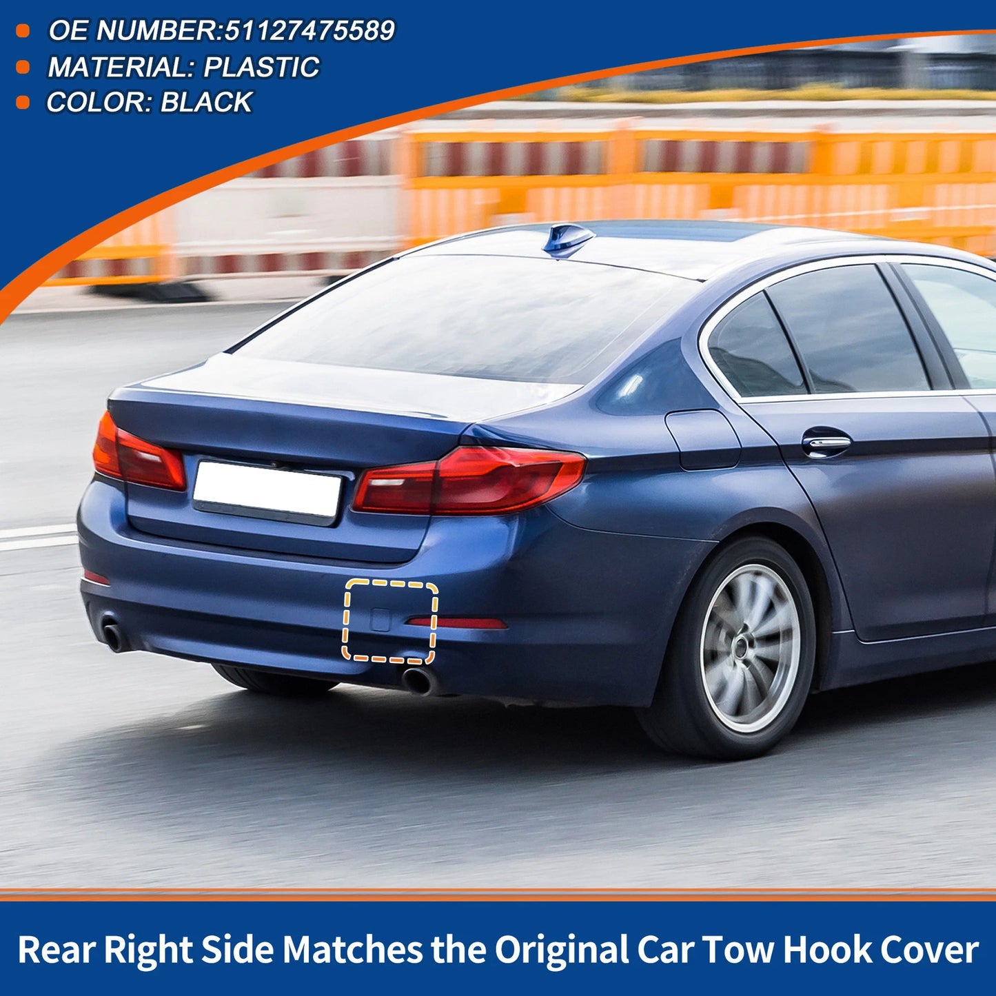 Rear Tow Hook Cover for BMW 530i 530e 540i M5 (2017-2023) Black