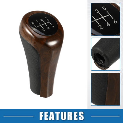 6 Speed Automatic Transmission Gear Shift Knob for BMW Black Red Wood Pattern