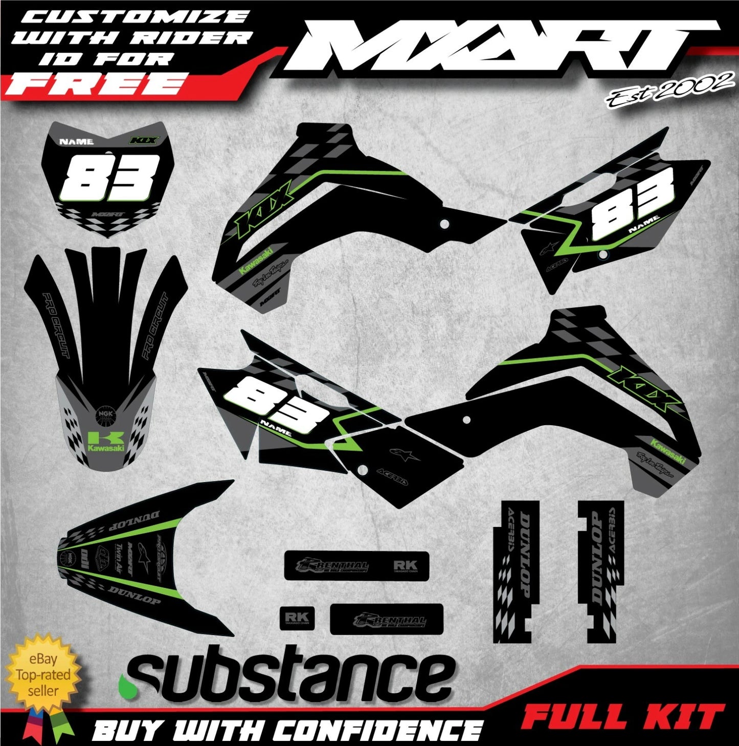 Kawasaki KLX 140 2009-2018 GRANITE STYLE Graphics Decals Stickers