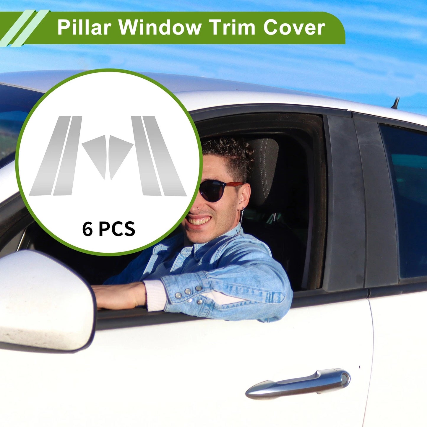 6 Pcs Pillar Window Trim for Chevy Equinox (2005-2009) Silver Tone