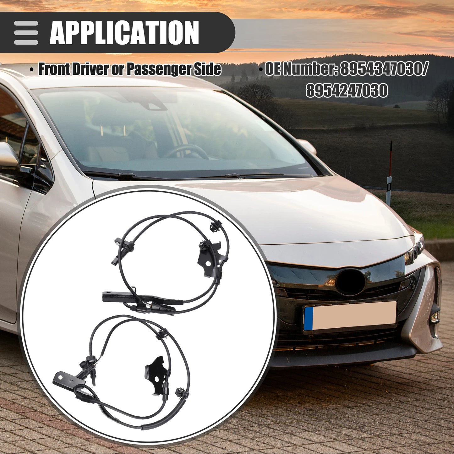 2 x Front ABS Wheel Speed Sensors for Lexus CT200h (2011-2017)