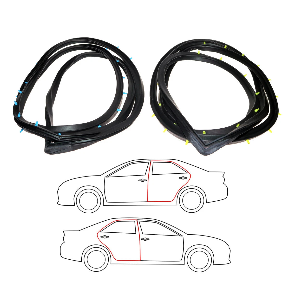 Rear Door Weatherstrip x2 for Toyota Corona Mark II RX10-RX13 1968-1972