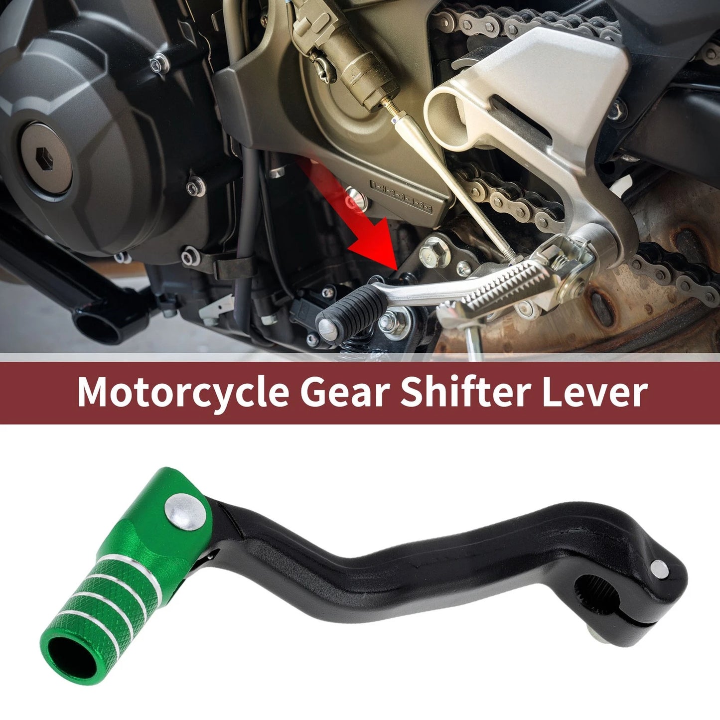 Folding Motorcycle Gear Shifter Lever Black Green Silver Tone for Bosuer M4