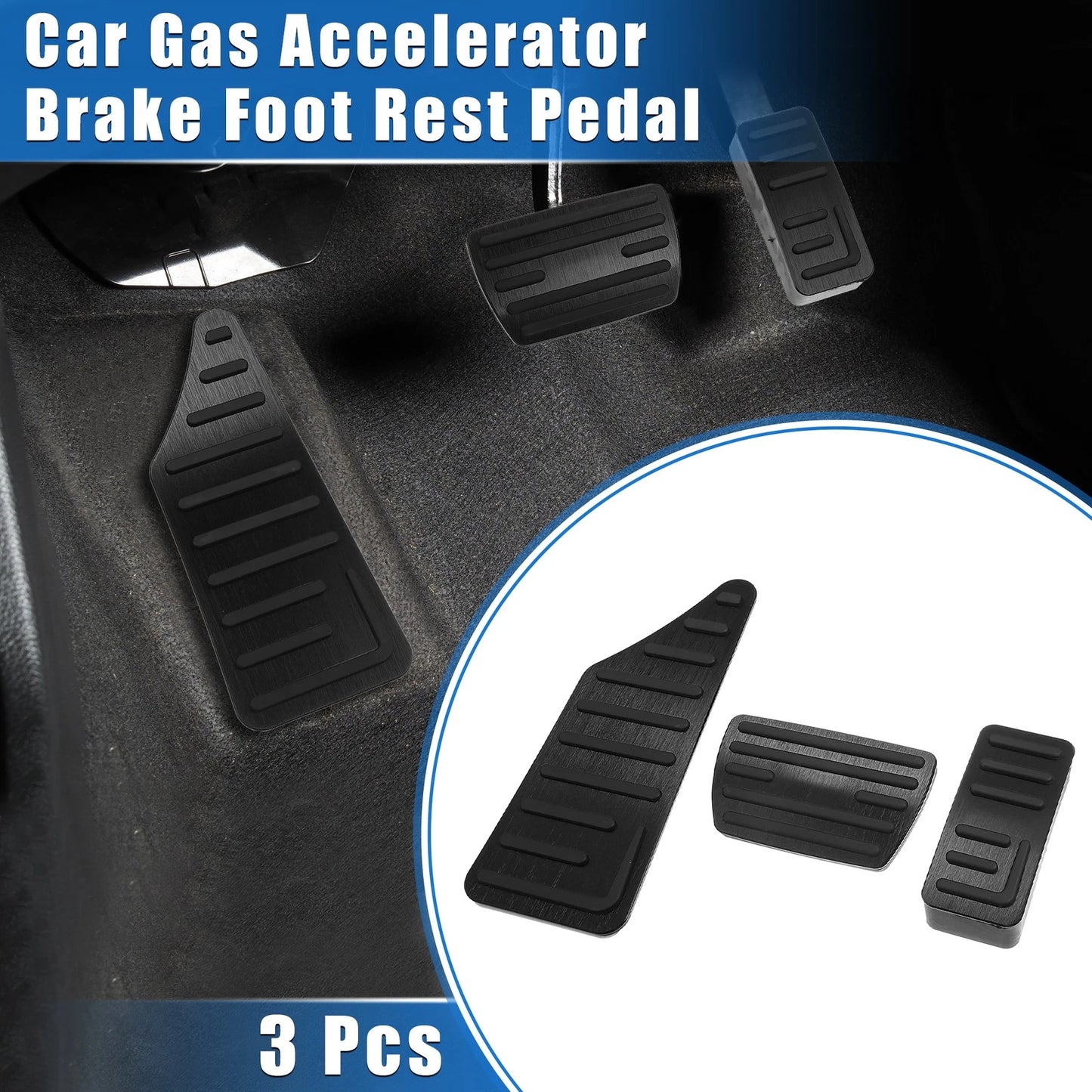 3 x Car Gas Accelerator Brake Foot Rest Pedals for Honda HR-V (2021-2023) Black