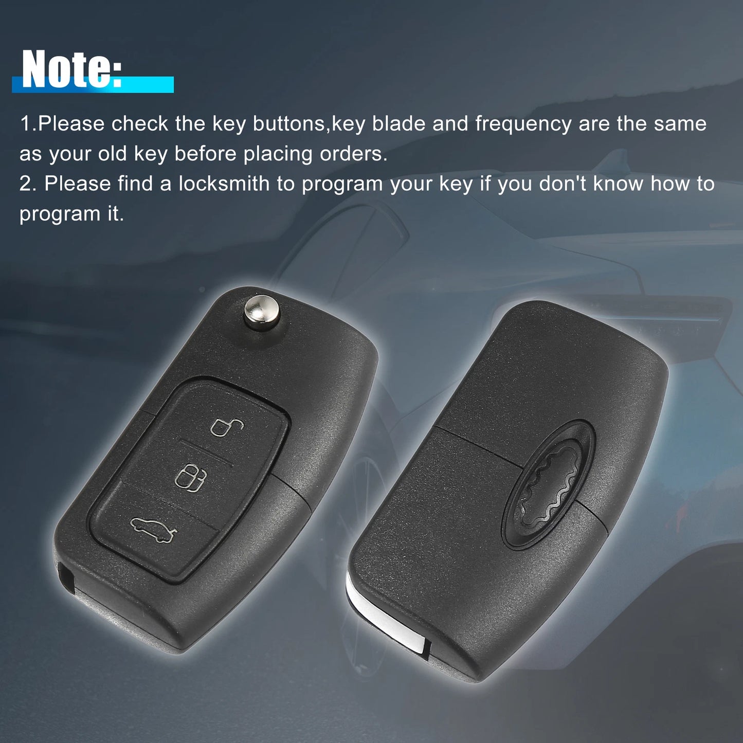 433MHz Fob Car Remote Key for Ford Focus Mondeo Fiesta Galaxy (2000-2023)