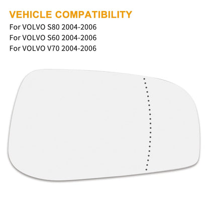Passenger Side Mirror Glass w/ Adhesive for VOLVO S60 S80 V70 (2001-2006)