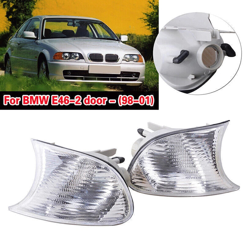 Clear Corner Signal Lights 2 x For BMW E46 2D Coupe Convertible (1999-2001)