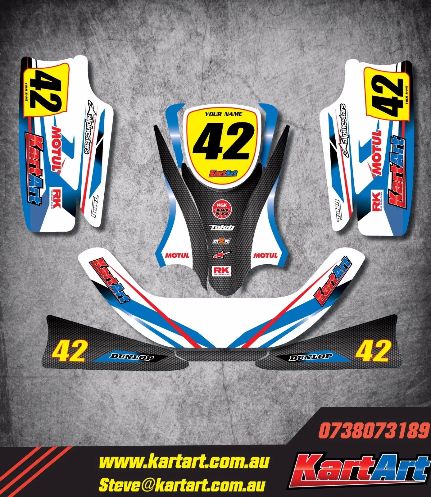 Custom KART ART Sticker Kit for Tony Kart OTK Cadet - STORM STYLE