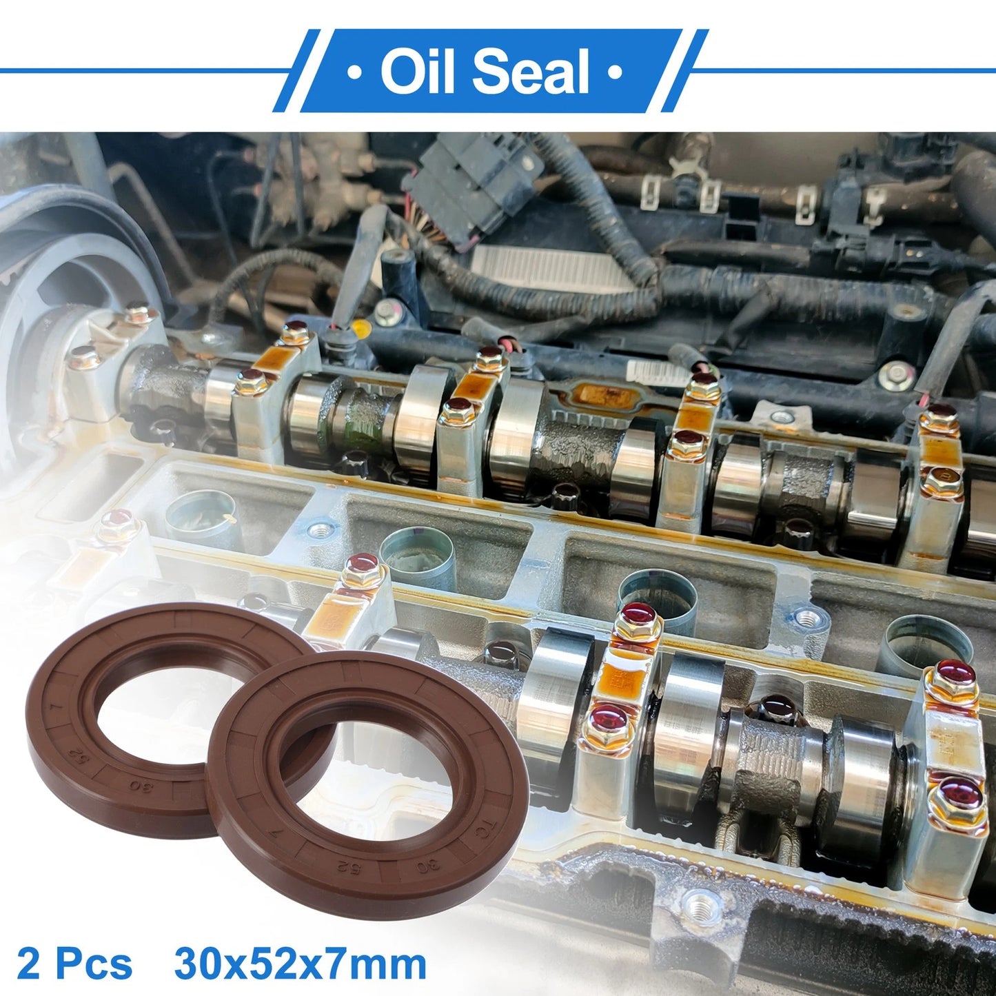 Oil Seal 2 x 30x52x7mm FKM Rubber Brown for Make Model