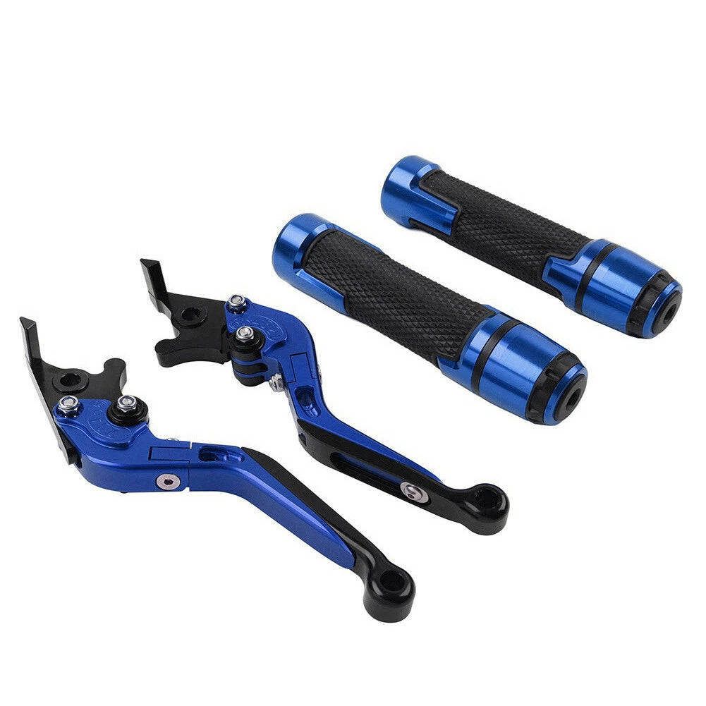 Blue Extendable Brake Clutch Levers Grip Set for Kawasaki Z650 Z900 (2017-2023)