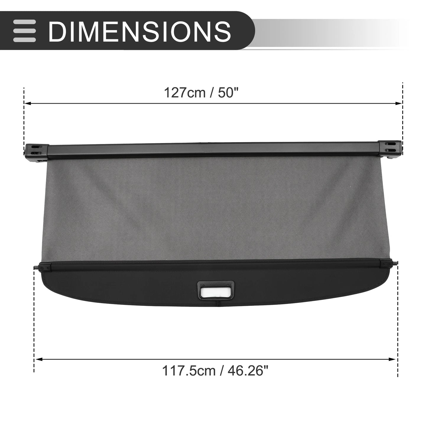 Retractable Cargo Cover for Dodge Durango 2011-2021 7 Seater Gloss Black