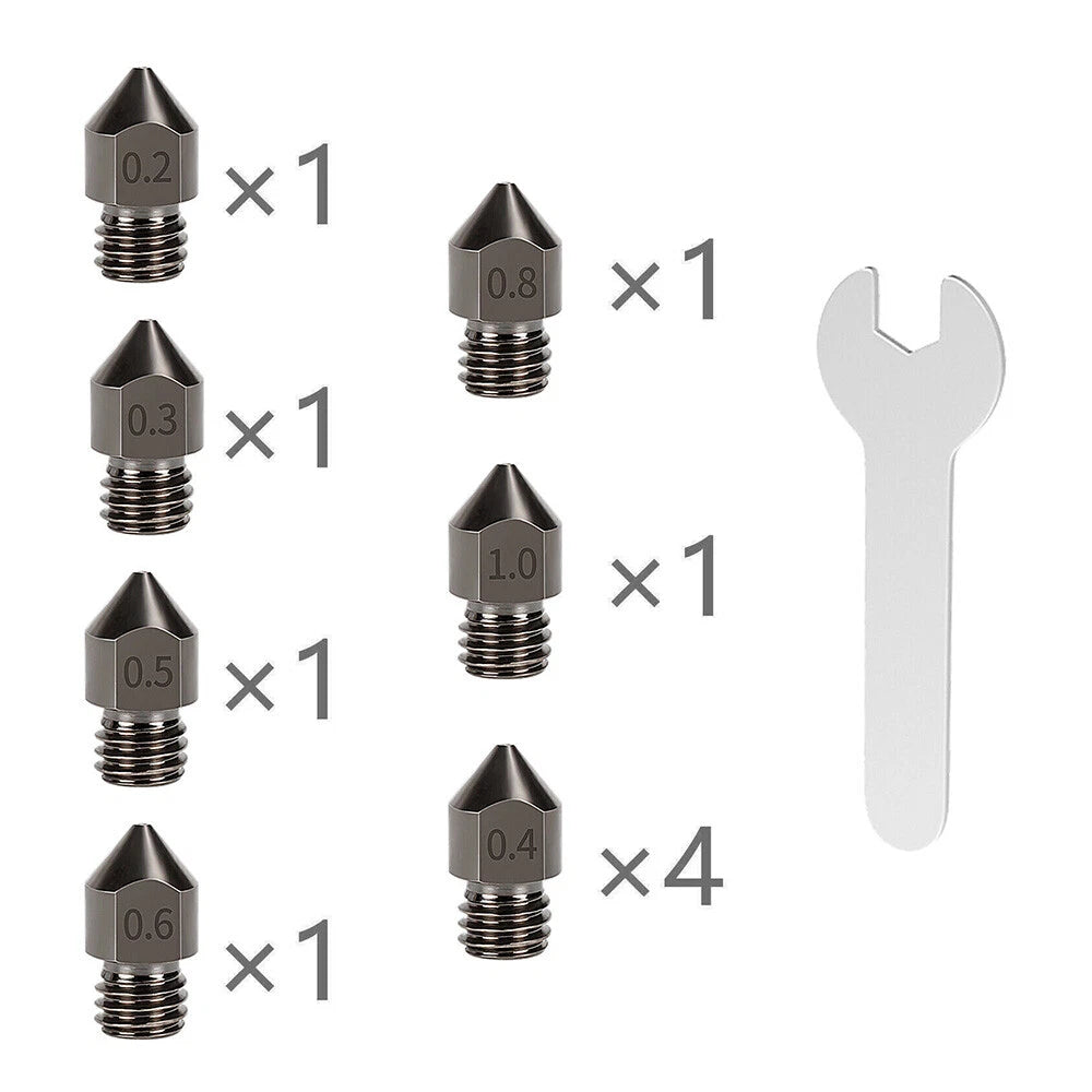 10Pcs Hardened Steel Nozzles for Creality CR-10 Ender 2 3 5 Series