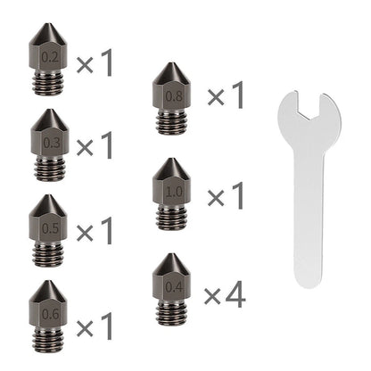 10Pcs Hardened Steel Nozzles for Creality CR-10 Ender 2 3 5 Series