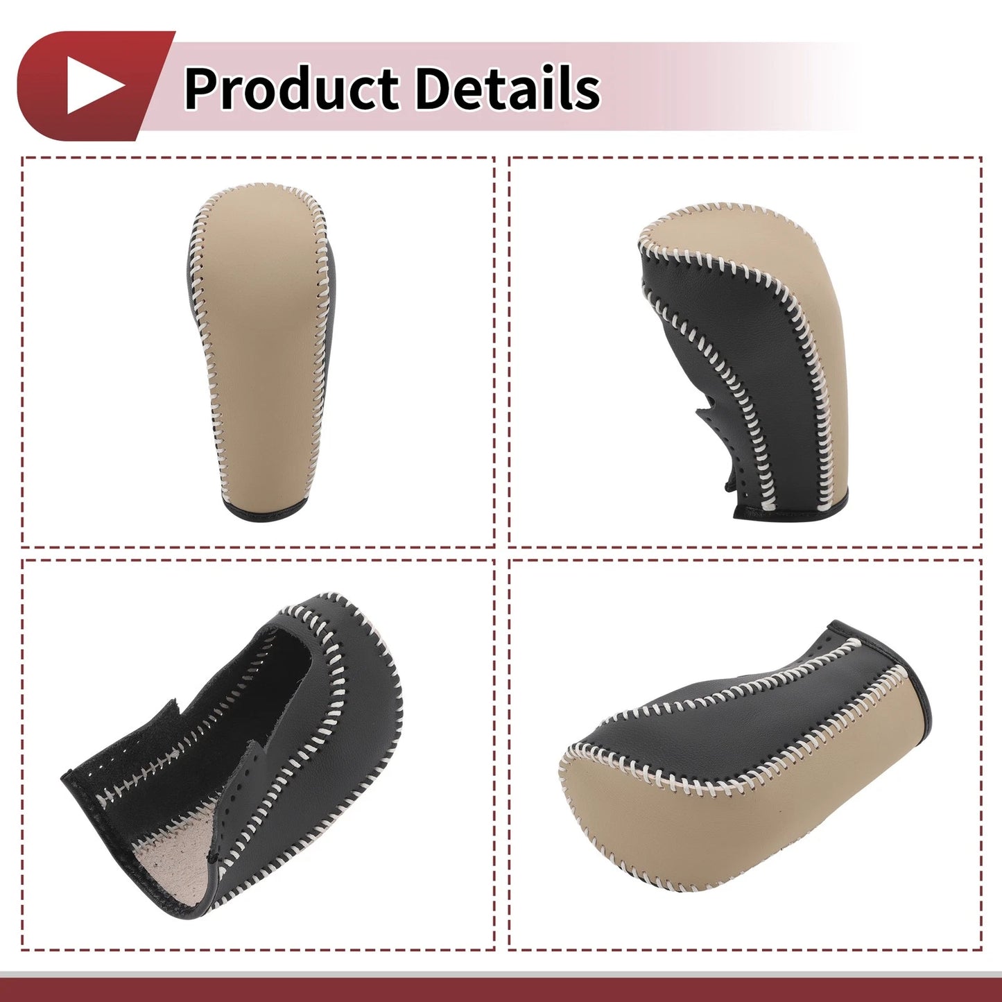 Beige Faux Leather Gear Shift Knob Cover for Ford Fiesta (2011-2019)
