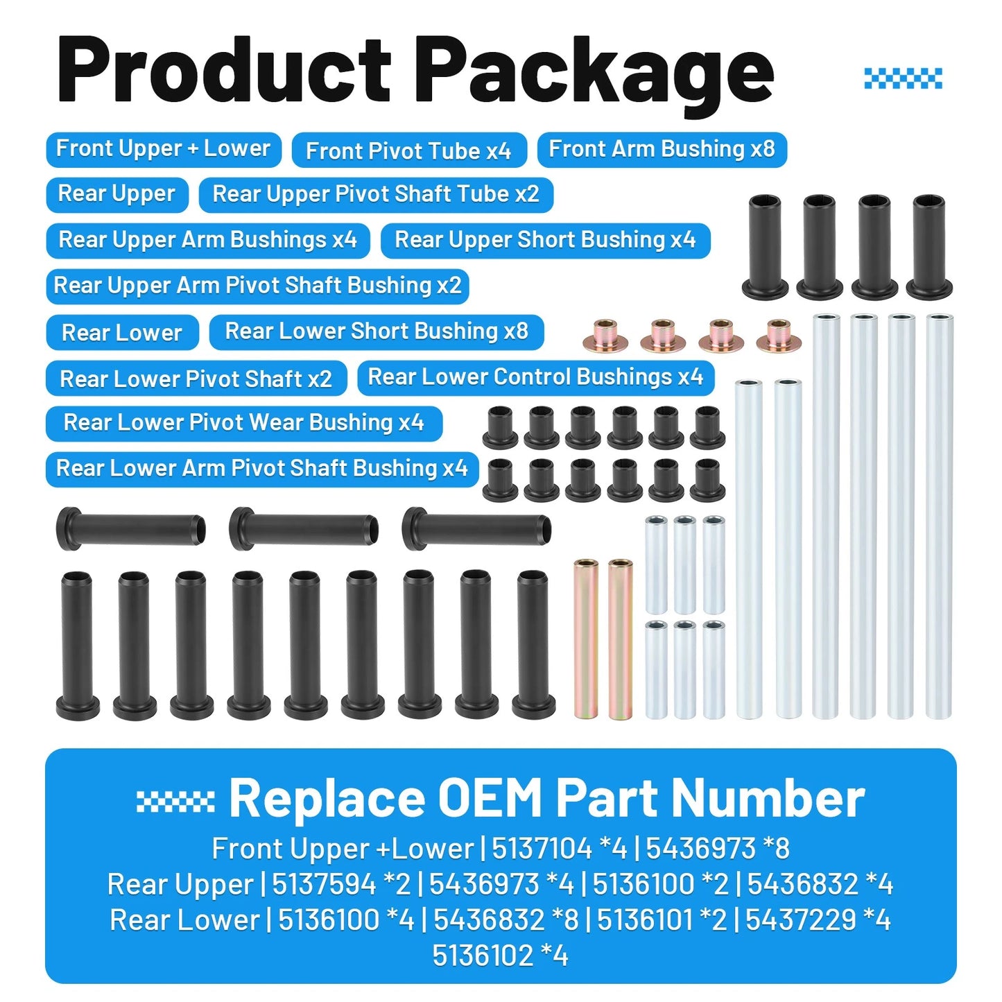 Front Rear A-Arm Bushing Kit for Polaris RZR 800 S (2008–2014)
