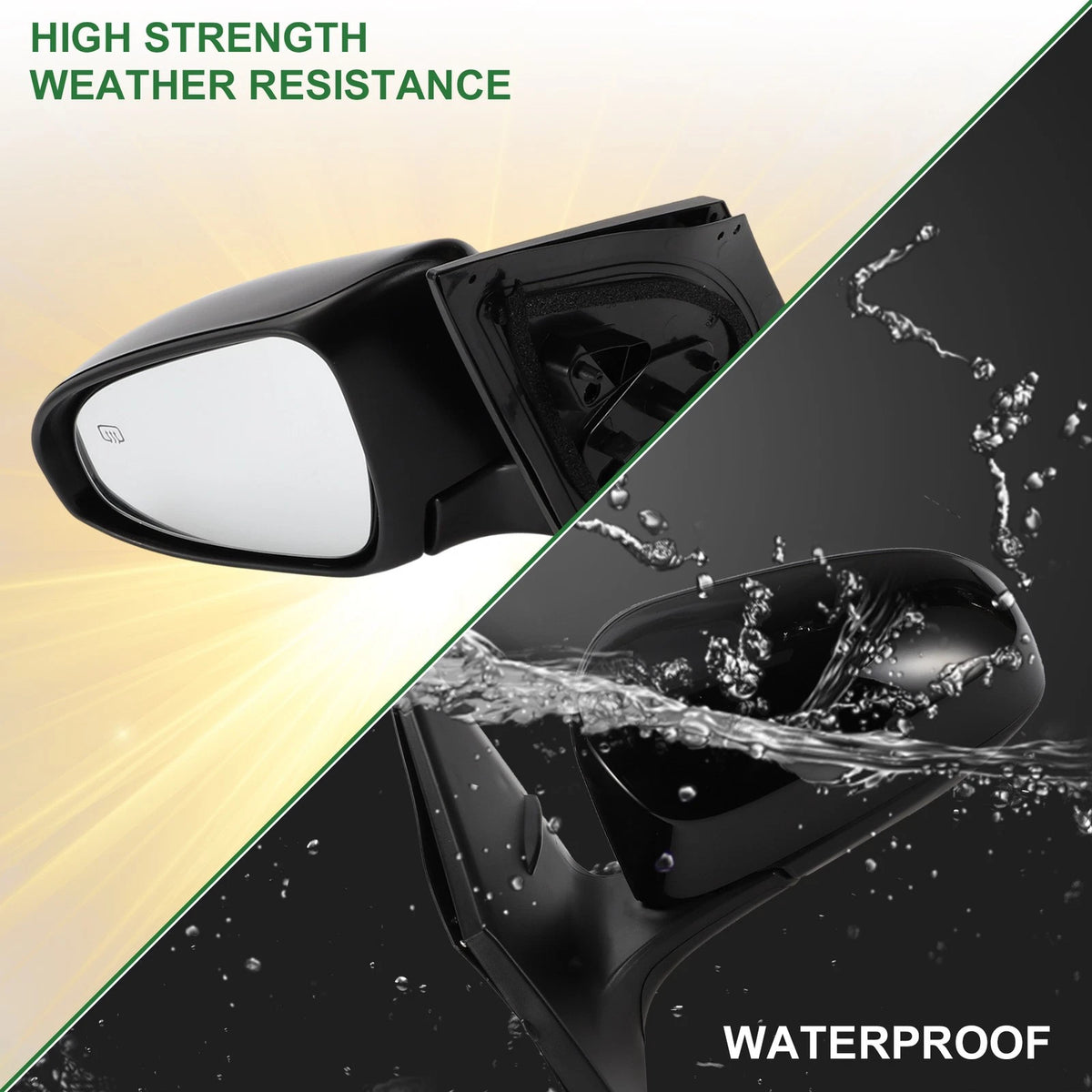Right Door Mirror for Toyota Corolla Manual Folding Gloss Black (2014-2019)