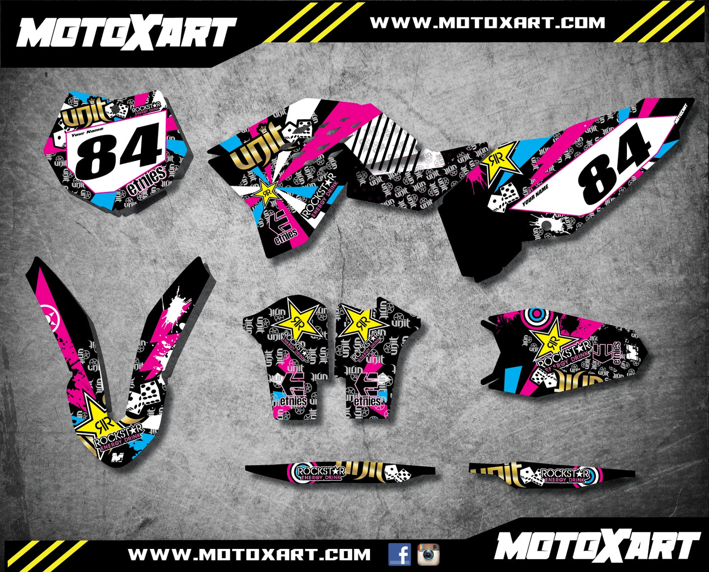 Custom Graphic Kit RUSH STYLE for KTM SXF (2007-2010) Decals Stickers