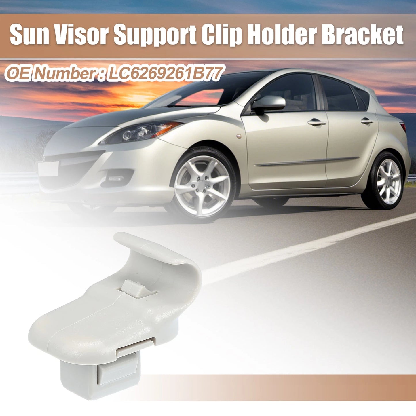 Gray Sun Visor Support Clip for Mazda 3 (2004-2009)